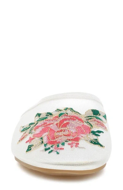 London Rag Shara Embroidered Mesh Mule In White