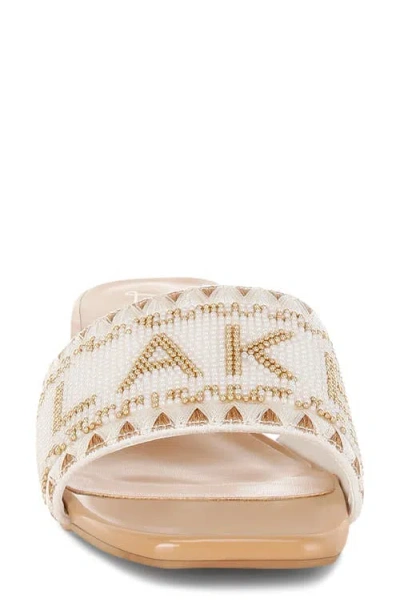 London Rag Vacay Babe Lake Como Beaded Slide Sandal In White