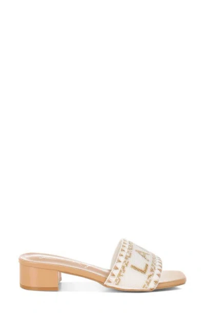 London Rag Vacay Babe Lake Como Beaded Slide Sandal In White