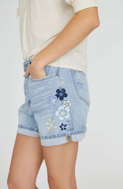 Driftwood Aria X Boogie Remix Cuffed Denim Shorts In Light Wash In Blue