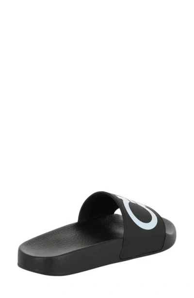 Ferragamo Gancini-print Open-toe Slides In Nero White