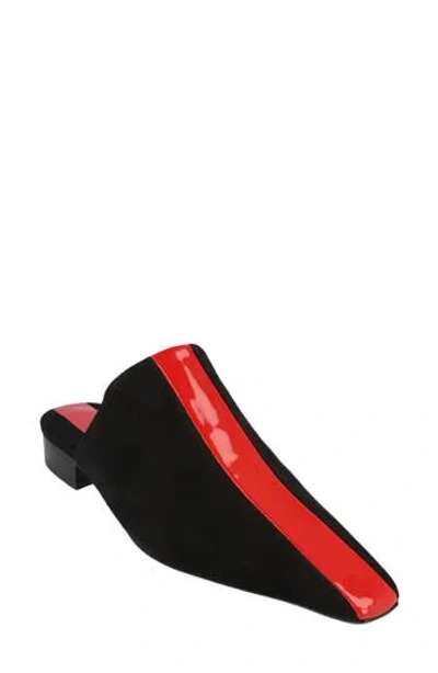 Ferragamo Patent Stripe Leather Mule In Black