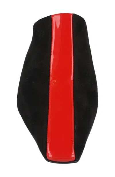 Ferragamo Patent Stripe Leather Mule In Black