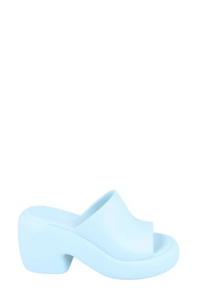 Ferragamo Platform Slide Sandal In Blue