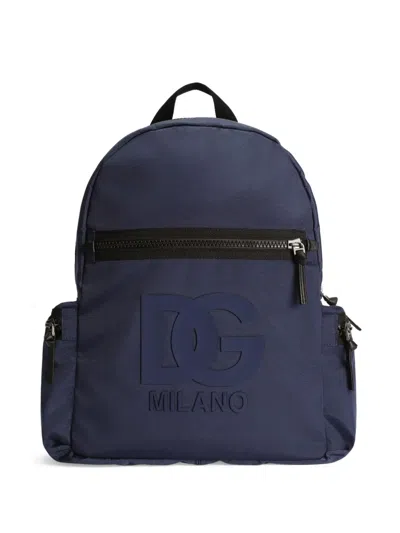 Dolce & Gabbana Logo-embossed Backpack In Blue