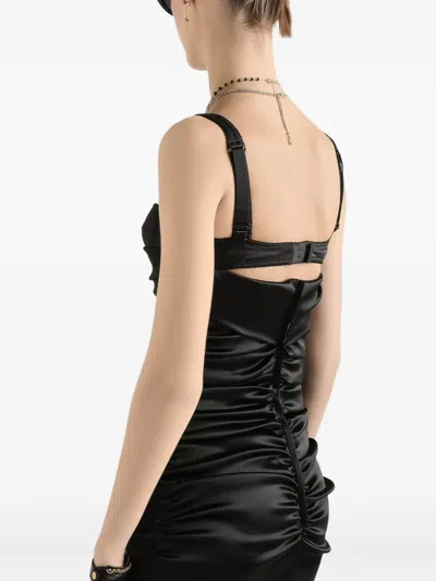 Dolce & Gabbana Abito In Raso Stretch Nero  Donna In Black