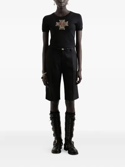 Dolce & Gabbana Pleated Wide-leg Shorts In Black