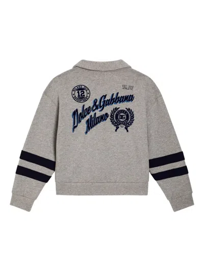 Dolce & Gabbana Button-up Embroidered Cardigan In Gray