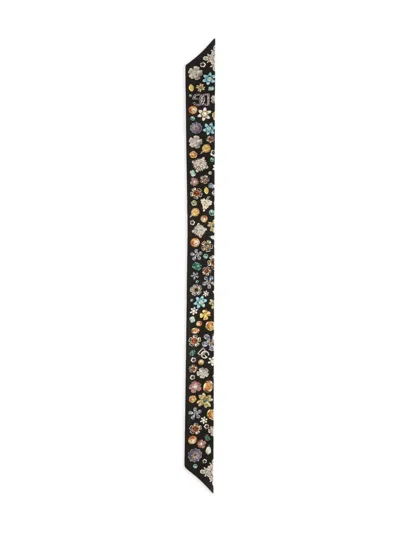 Dolce & Gabbana Silk Jewellery Print Skinny Scarf In Multi