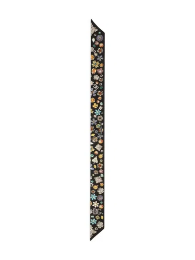 Dolce & Gabbana Silk Jewellery Print Skinny Scarf In Multi