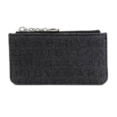 Pre-owned Bvlgari Navy Denim Metal Long Wallet (bi-fold) () In Blue
