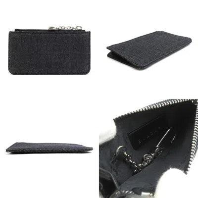 Pre-owned Bvlgari Navy Denim Metal Long Wallet (bi-fold) () In Blue