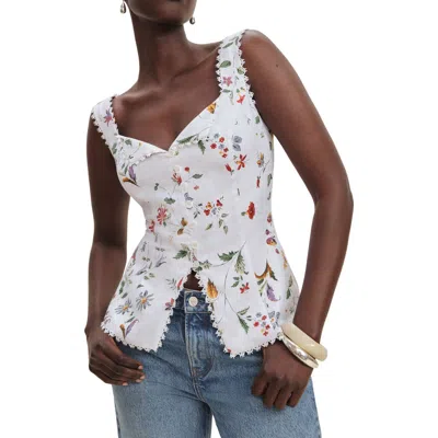 Reformation Viola Linen Button-up Top In White