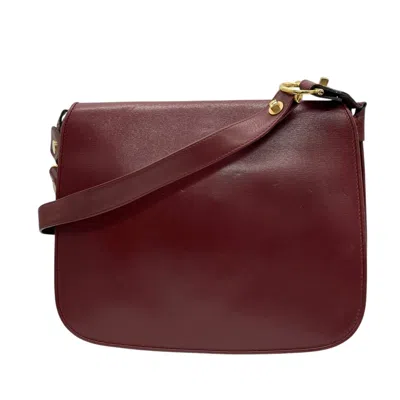 Pre-owned Cartier Bordeaux Red Color Wine Red Leather Shoulder Bag ()