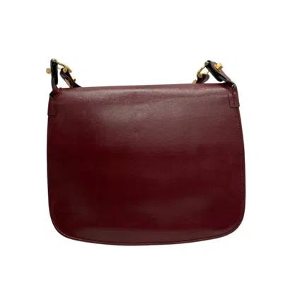 Pre-owned Cartier Bordeaux Red Color Wine Red Leather Shoulder Bag ()