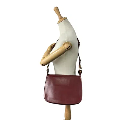 Pre-owned Cartier Bordeaux Red Color Wine Red Leather Shoulder Bag ()