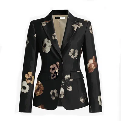 Richa Sharma Black / Brown / White Women's Floral Tailored Blazer - Statement Jacket With Art Inspired Print In Multi