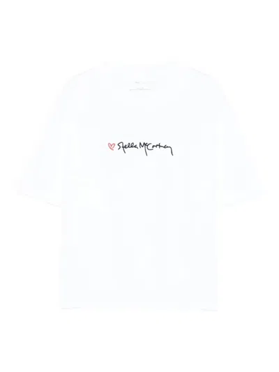 Stella Mccartney Kids Cotton T-shirt With Embroidered Logo In White