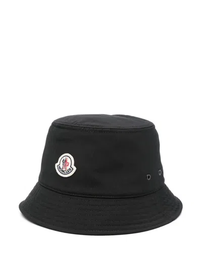 Moncler Cotton Lining Stitched Brim Hat In Black