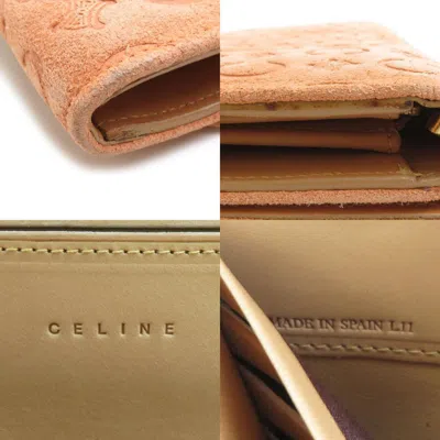 Pre-owned Celine Beige Orange Suede Long Wallet (bi-fold) () In Multi