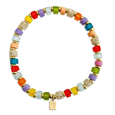Toolally Men's Beaded Bracelet - Rainbow & Pearl