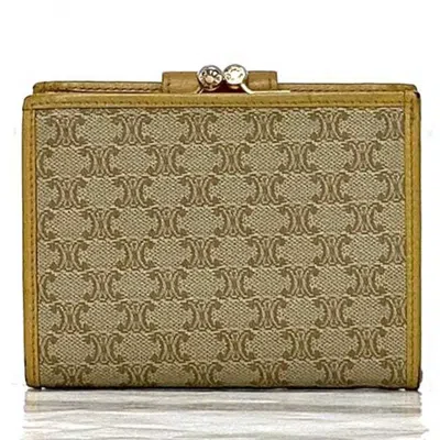 Pre-owned Celine Beige Yellow Pvc Leather Wallet (bi-fold) () In Multi