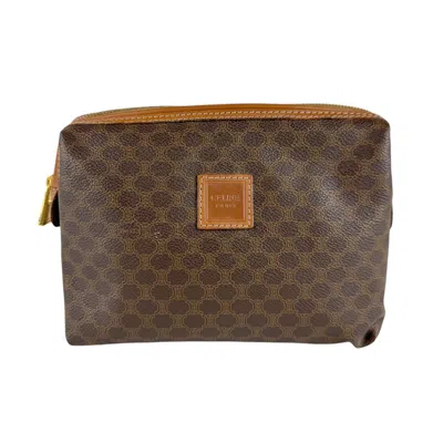 Pre-owned Celine Brown Coated Canvas Clutch Bag Pouch ()