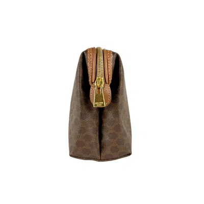 Pre-owned Celine Brown Coated Canvas Clutch Bag Pouch ()