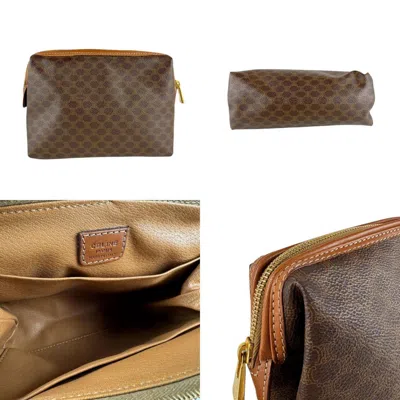 Pre-owned Celine Brown Coated Canvas Clutch Bag Pouch ()