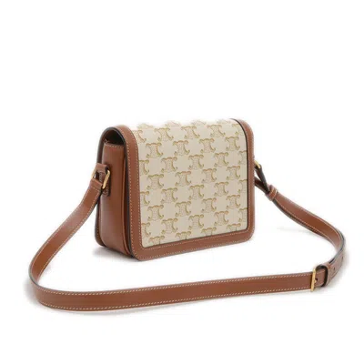 Pre-owned Celine Brown White Pvc Canvas Leather Shoulder Bag ()