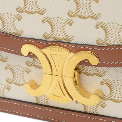 Pre-owned Celine Brown White Pvc Canvas Leather Shoulder Bag ()