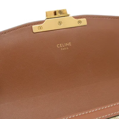 Pre-owned Celine Brown White Pvc Canvas Leather Shoulder Bag ()