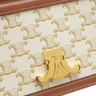Pre-owned Celine Brown White Pvc Canvas Leather Shoulder Bag ()