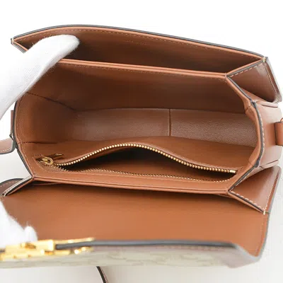 Pre-owned Celine Brown White Pvc Canvas Leather Shoulder Bag ()
