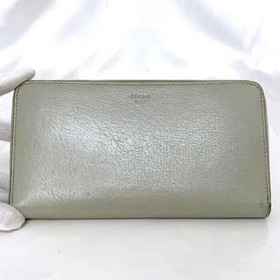 Pre-owned Celine Gray Leather Long Wallet (bi-fold) ()