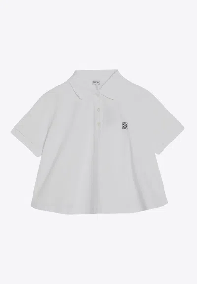 Loewe Anagram Embroidered Trapeze Polo T-shirt In White
