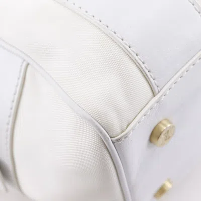 Pre-owned Celine White Nylon Canvas Leather Boston Bag Handbag ()