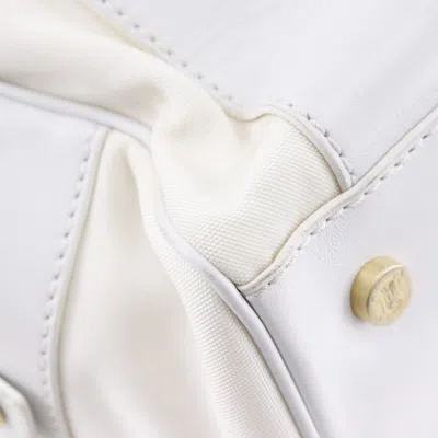Pre-owned Celine White Nylon Canvas Leather Boston Bag Handbag ()
