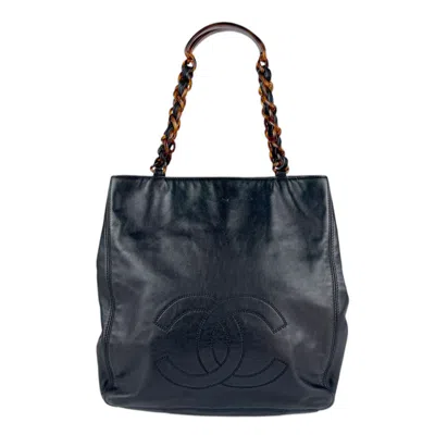 Pre-owned Chanel Black Brown Leather Plastic Shoulder Bag ()