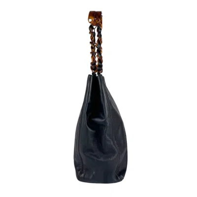 Pre-owned Chanel Black Brown Leather Plastic Shoulder Bag ()