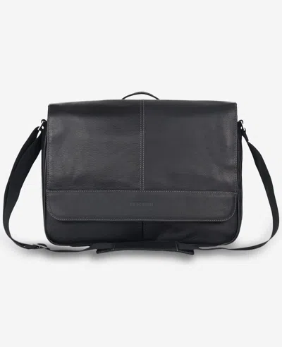 Kenneth Cole Columbian Leather Crossbody 15.6-inch Laptop & Tablet Messenger Bag In Black