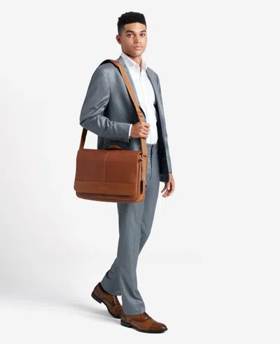 Kenneth Cole Columbian Leather Crossbody 15.6-inch Laptop & Tablet Messenger Bag In Black