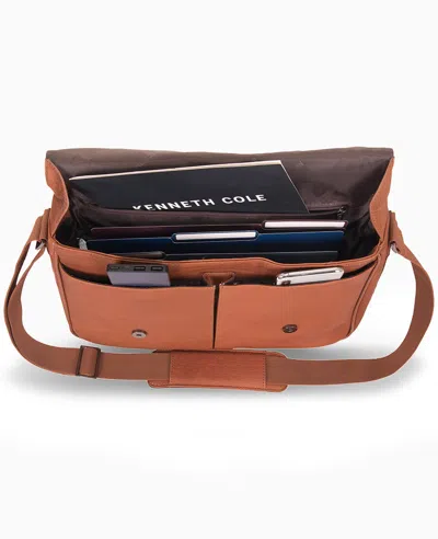 Kenneth Cole Columbian Leather Crossbody 15.6-inch Laptop & Tablet Messenger Bag In Black