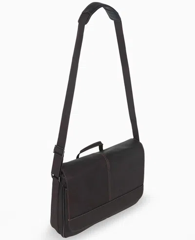 Kenneth Cole Columbian Leather Crossbody 15.6-inch Laptop & Tablet Messenger Bag In Black