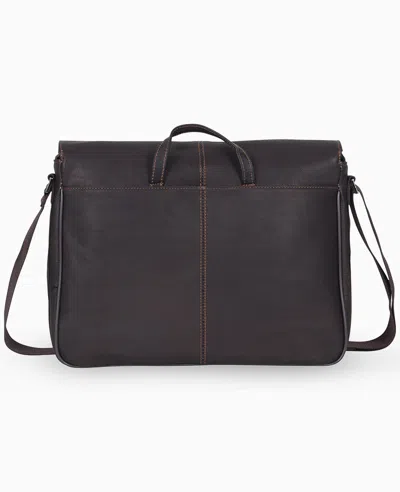 Kenneth Cole Columbian Leather Crossbody 15.6-inch Laptop & Tablet Messenger Bag In Black