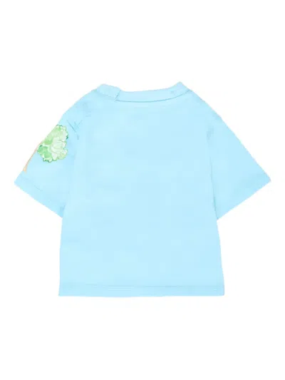Burberry Light Blue T-shirt For Babykids Red Bus In Blue