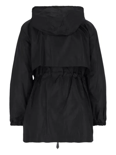 Burberry Hooded-neck Drawstring Coat In Black