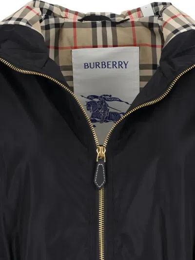 Burberry Hooded-neck Drawstring Coat In Black