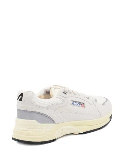 Autry White And Silver Leather Hyperway Sneakers In White