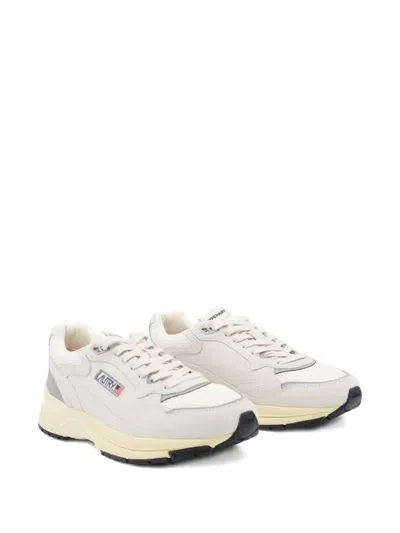 Autry White And Silver Leather Hyperway Sneakers In White